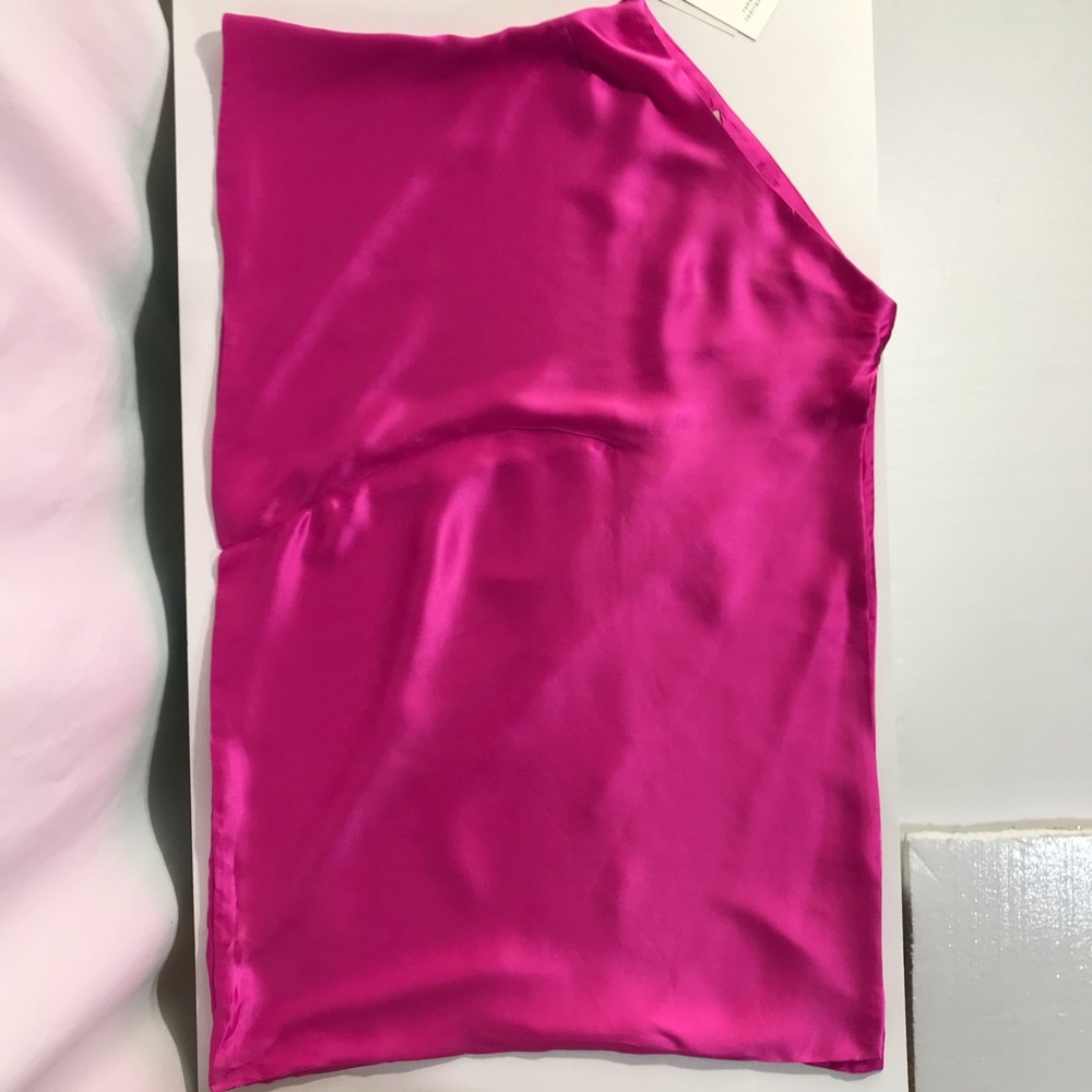 NWT $295 Silk Robert Rodriquez Hot Pink Cold Shoulder Top Barbie Pink - Picture 5 of 13